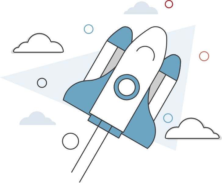 Rocket launch illustration — get in touch with the InterVal team