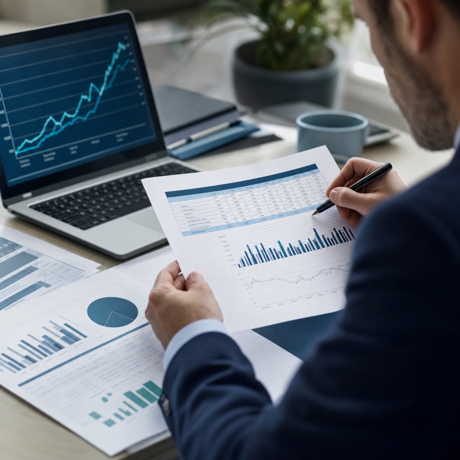 A property valuer analysing discounted cash flow projections and yield assumptions for a commercial property on screen